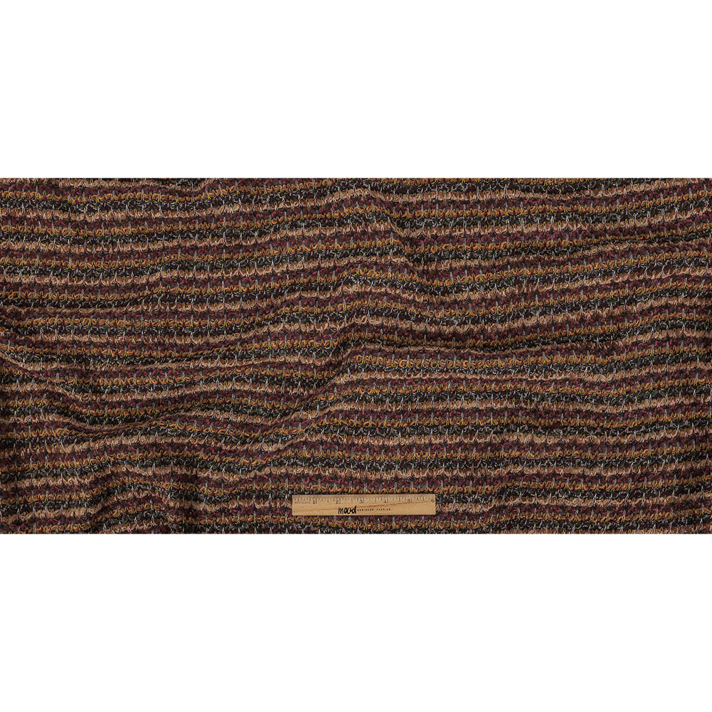 Caramel, Mulberry, and Forest Green Striped Chenille Sweater Knit Full Caramel, Mulberry, and Forest Green Striped Chenille Sweater Knit Full