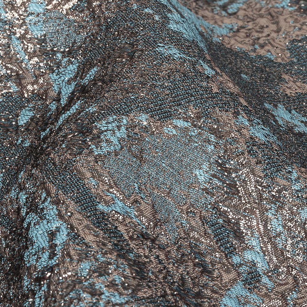 Sky and Rose Gold Abstract Metallic Brocade Detail Sky and Rose Gold Abstract Metallic Brocade Detail