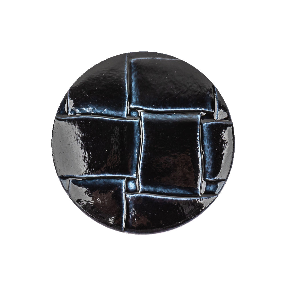 Italian Shiny Navy Basketweave Embossed Faux Leather Button - 40L/25.5mm Italian Shiny Navy Basketweave Embossed Faux Leather Button - 40L/25.5mm