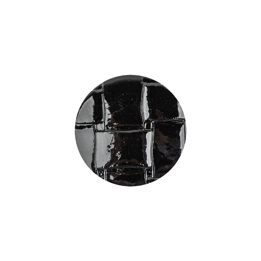 Italian Black Basketweave Embossed Faux Leather Button - 28L/18mm Italian Black Basketweave Embossed Faux Leather Button - 28L/18mm