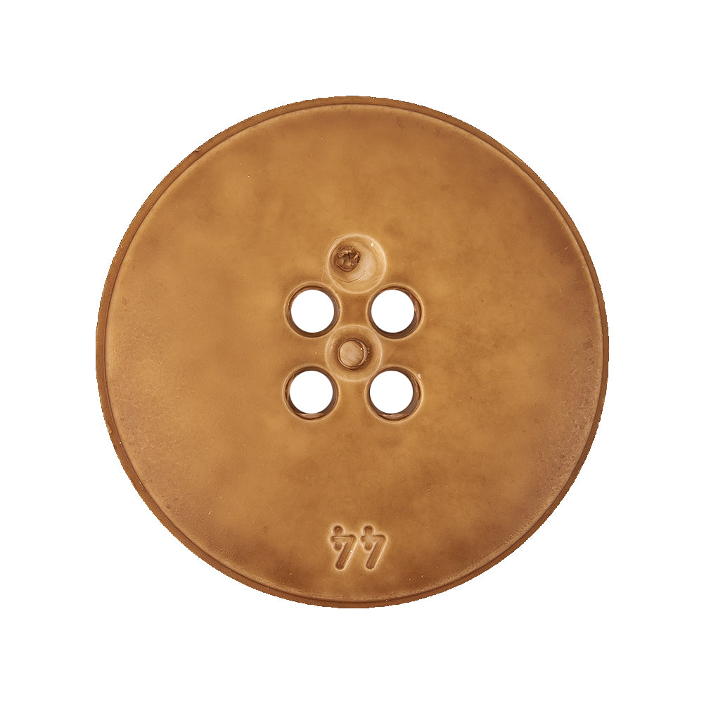Italian Matte Luggage Abstract Molded 4-Hole Faux Leather Button - 44L/28mm Detail Italian Matte Luggage Abstract Molded 4-Hole Faux Leather Button - 44L/28mm Detail