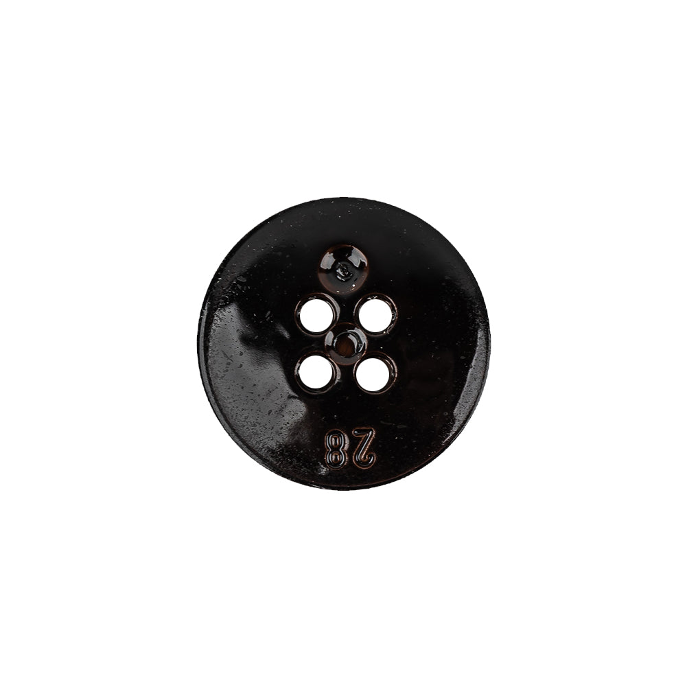 Italian Glossy Midnight Brown Abstract Molded 4-Hole Faux Leather Button - 28L/18mm Detail Italian Glossy Midnight Brown Abstract Molded 4-Hole Faux Leather Button - 28L/18mm Detail