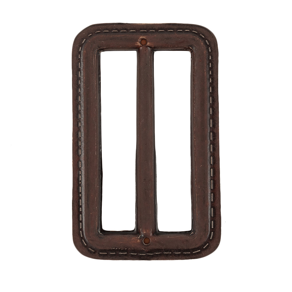 Italian Saddle Faux Leather Slider - 2.5" L x 1.5" W Detail Italian Saddle Faux Leather Slider - 2.5" L x 1.5" W Detail