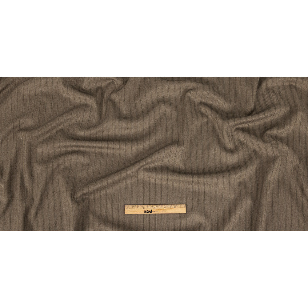 Brown and Chinchilla Metallic Herringbone Striped Polyester Suiting Full Brown and Chinchilla Metallic Herringbone Striped Polyester Suiting Full