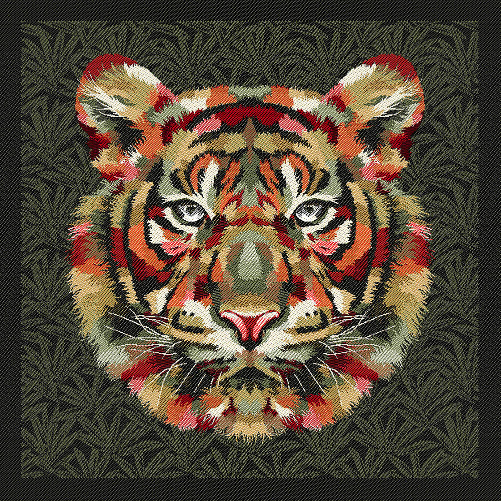 French Khaki and Olive Bengal Tiger Chief Oversized Square Patch - 18.875" French Khaki and Olive Bengal Tiger Chief Oversized Square Patch - 18.875"