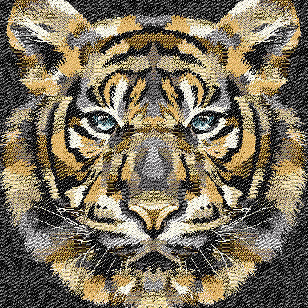 French Charcoal and Sand Bengal Tiger Chief Oversized Square Patch - 18.875" Detail French Charcoal and Sand Bengal Tiger Chief Oversized Square Patch - 18.875" Detail