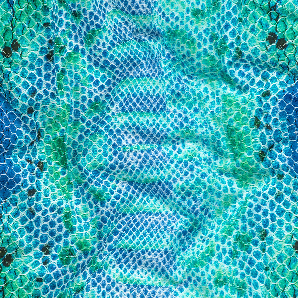 Compression Swimwear Tricot, UV Protective with Aloe Vera Microcapsules - Blue and Teal Python - Caye Collection Compression Swimwear Tricot, UV Protective with Aloe Vera Microcapsules - Blue and Teal Python - Caye Collection
