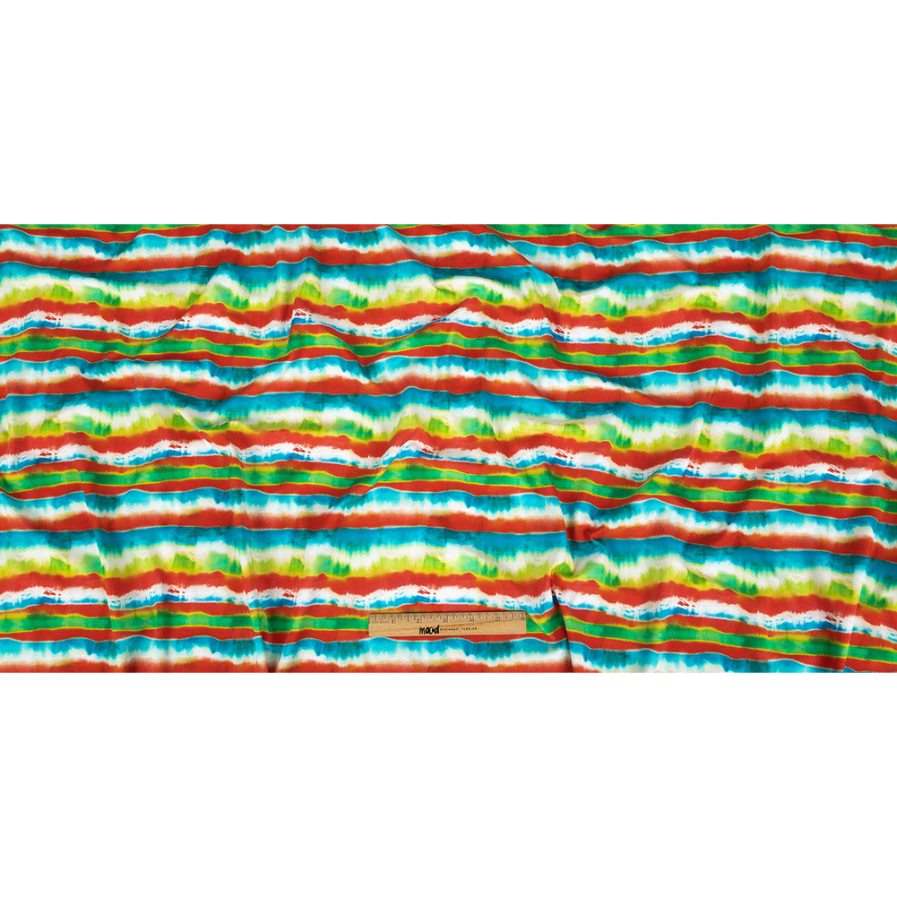 Compression Swimwear Tricot, UV Protective with Aloe Vera Microcapsules - Orange, Green and Blue Tie Dye Stripes - Caye Collection - Full Compression Swimwear Tricot, UV Protective with Aloe Vera Microcapsules - Orange, Green and Blue Tie Dye Stripes - Caye Collection - Full