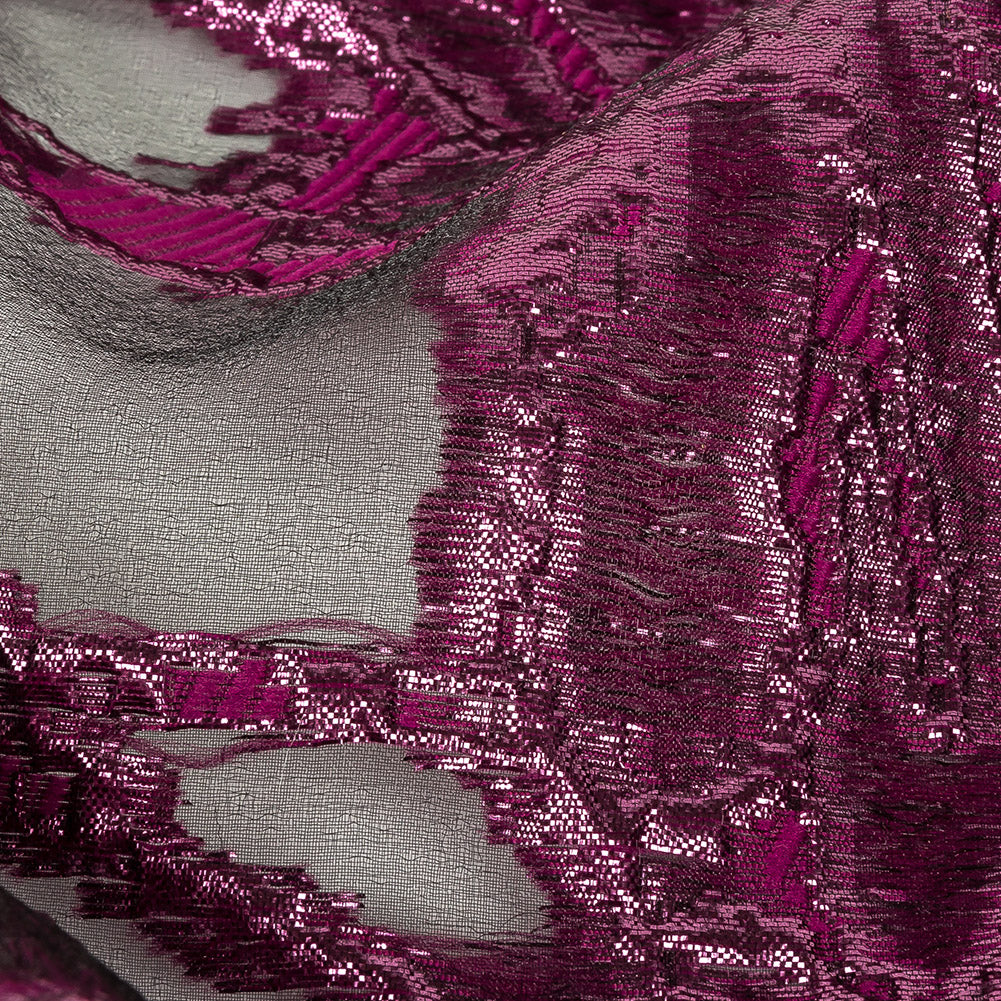Mood Exclusive Metallic Raspberry Radiance and Black Mineral Veins Luxury Burnout Brocade Detail Mood Exclusive Metallic Raspberry Radiance and Black Mineral Veins Luxury Burnout Brocade Detail