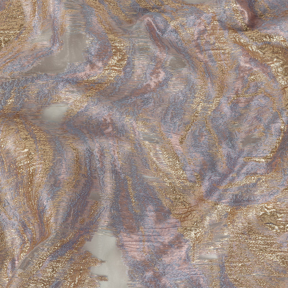 Mood Exclusive Metallic Gold, Pink and Wisteria Painterly Swirls Luxury Burnout Brocade Mood Exclusive Metallic Gold, Pink and Wisteria Painterly Swirls Luxury Burnout Brocade
