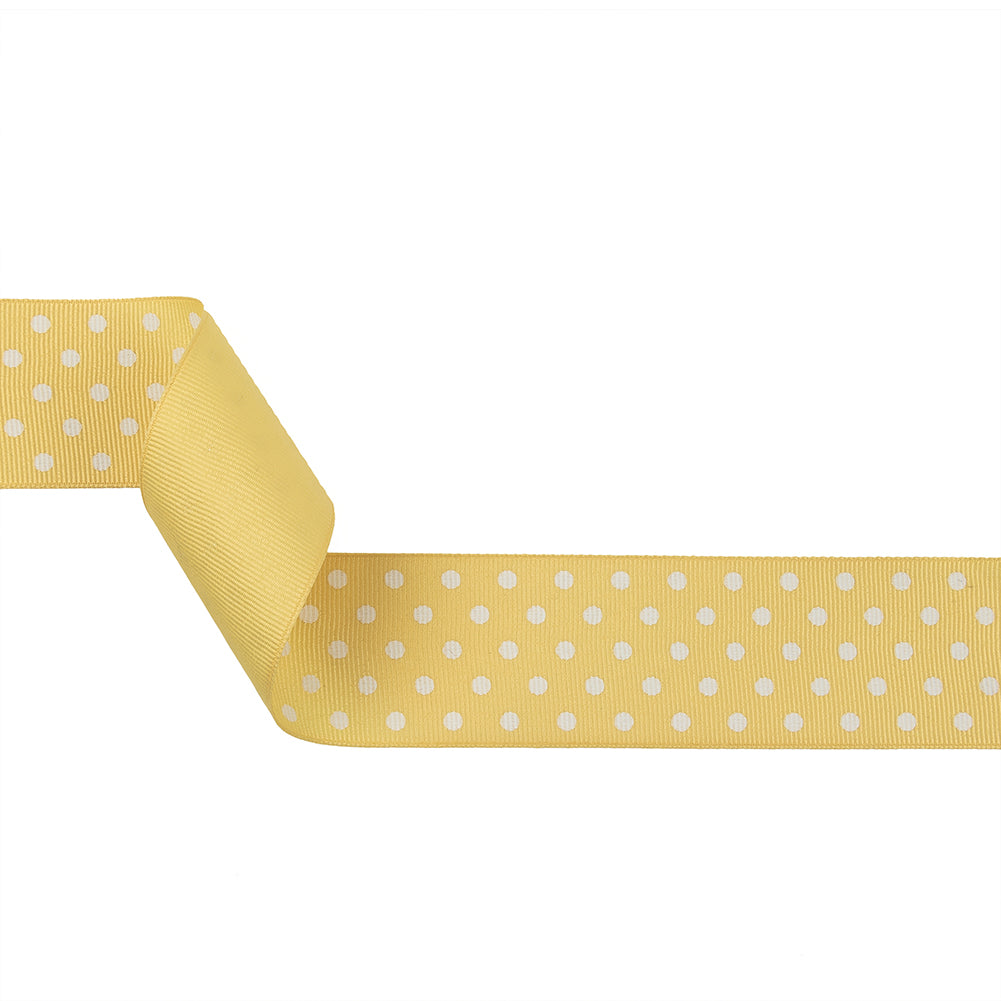 Pale Banana and White Polka Dots Grosgrain Ribbon - 1.625" Pale Banana and White Polka Dots Grosgrain Ribbon - 1.625"