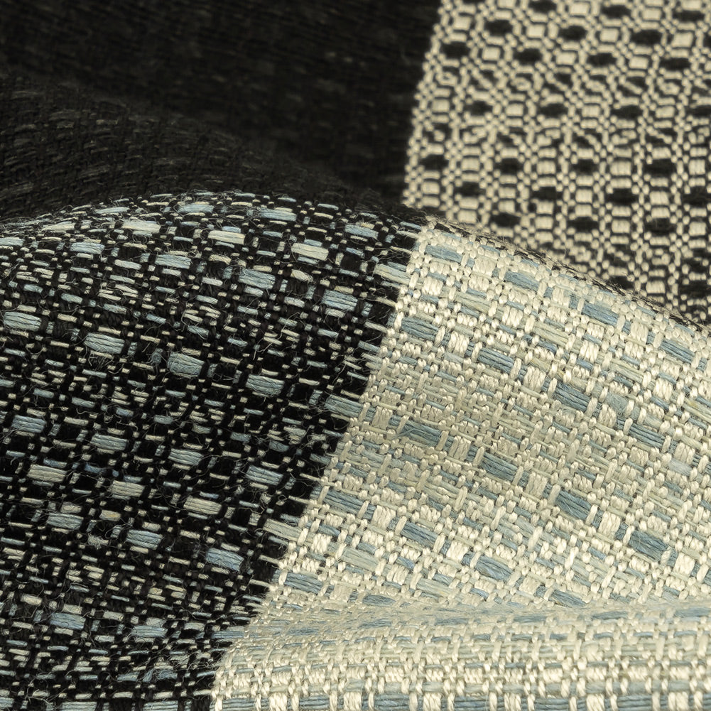 Caviar, White and High-Rise Buffalo Check Linen and Cotton Dobby Detail Caviar, White and High-Rise Buffalo Check Linen and Cotton Dobby Detail