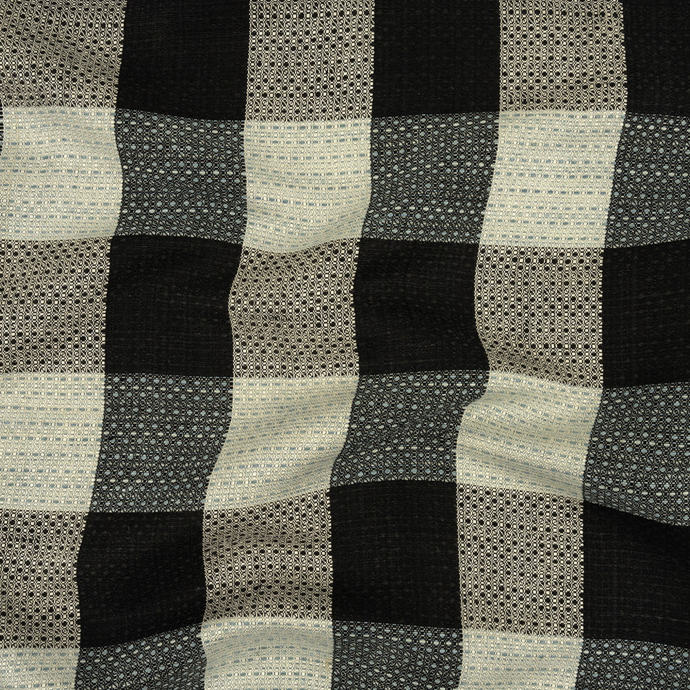 Caviar, White and High-Rise Buffalo Check Linen and Cotton Dobby Caviar, White and High-Rise Buffalo Check Linen and Cotton Dobby