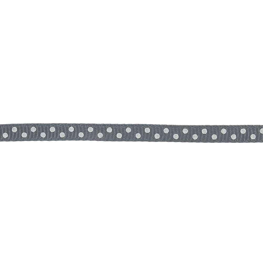 Sedona Sage and White Polka Dots Grosgrain Ribbon - 0.25" Detail Sedona Sage and White Polka Dots Grosgrain Ribbon - 0.25" Detail