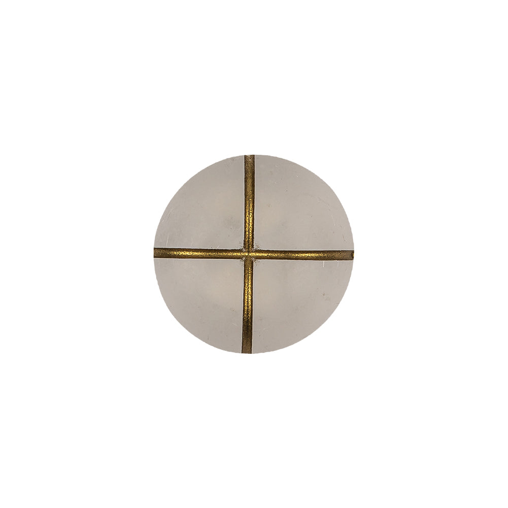 Frosted White and Gold Textured Shank Back Button - 24L/15mm Frosted White and Gold Textured Shank Back Button - 24L/15mm