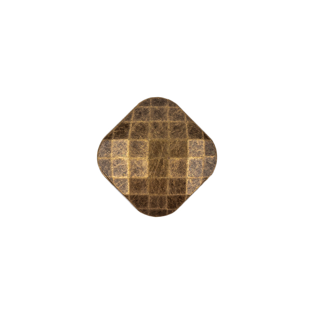 Bronze Geometric Textured Plastic Shank Back Button - 24L/15mm Bronze Geometric Textured Plastic Shank Back Button - 24L/15mm