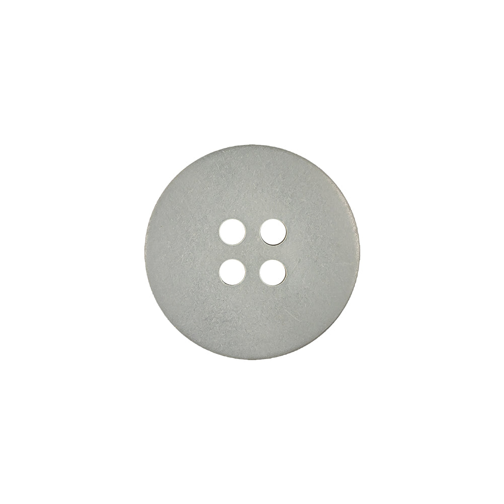 Italian Satin Silver 4-Hole Plastic Dish Button - 28L/18mm Detail Italian Satin Silver 4-Hole Plastic Dish Button - 28L/18mm Detail