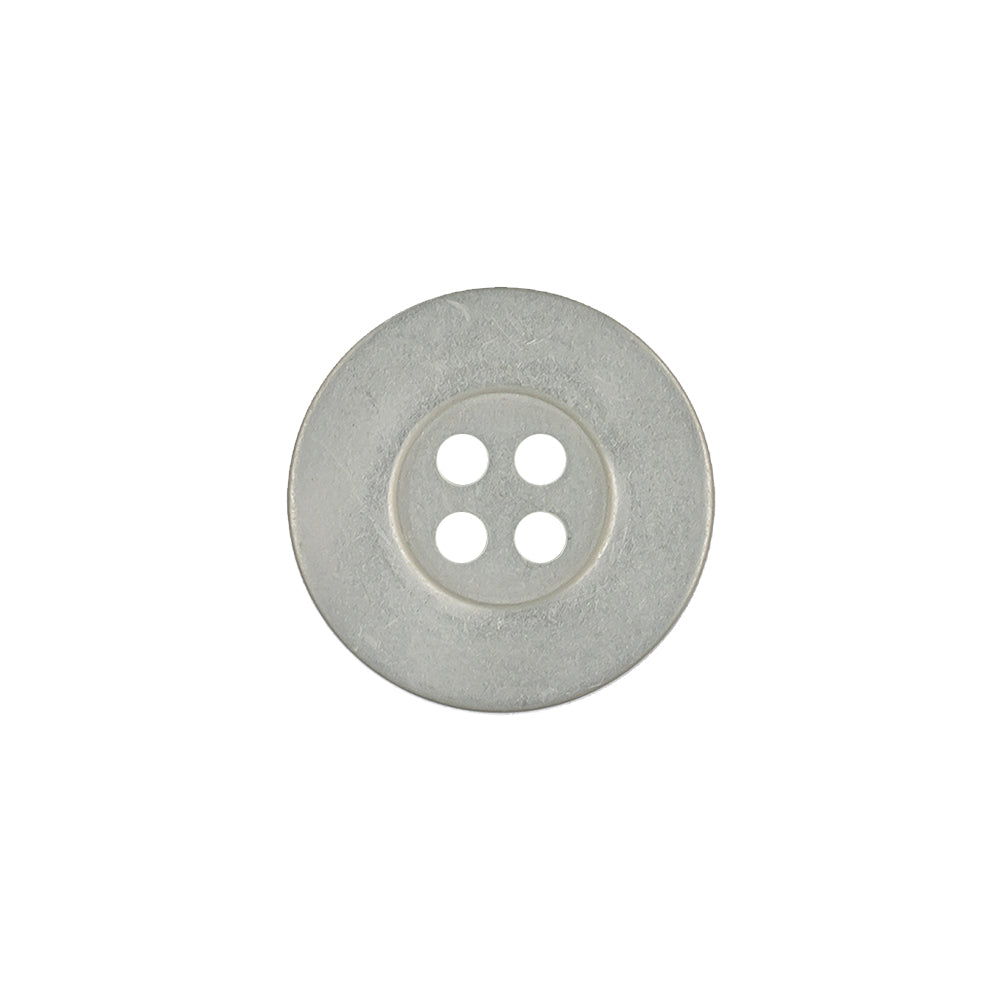 Italian Satin Silver 4-Hole Plastic Dish Button - 28L/18mm Italian Satin Silver 4-Hole Plastic Dish Button - 28L/18mm