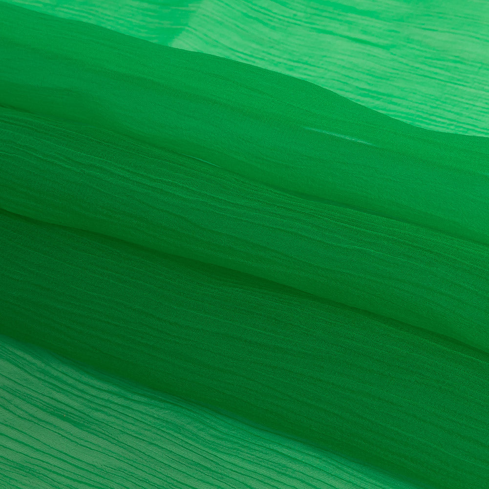 Oscar de la Renta Kelly Green Crinkled Silk Organza Folded Oscar de la Renta Kelly Green Crinkled Silk Organza Folded