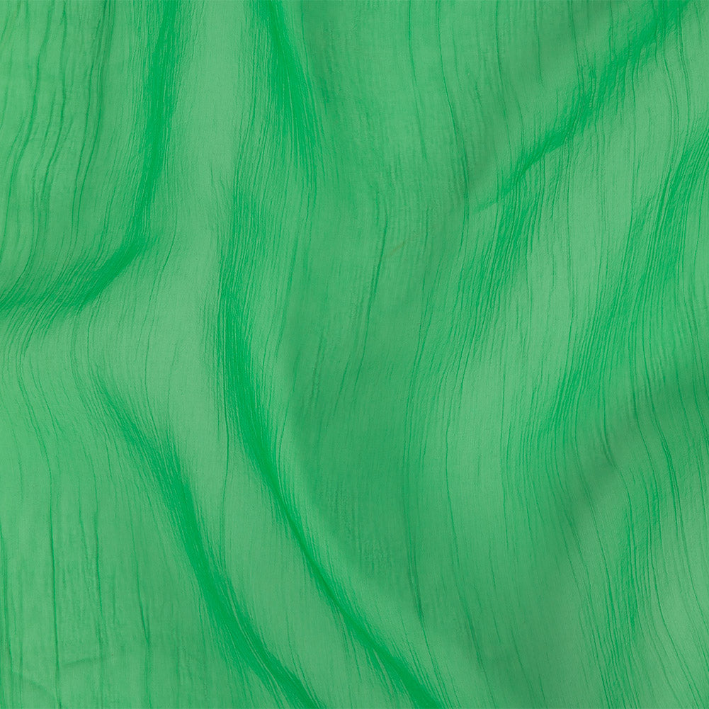 Oscar de la Renta Kelly Green Crinkled Silk Organza Oscar de la Renta Kelly Green Crinkled Silk Organza