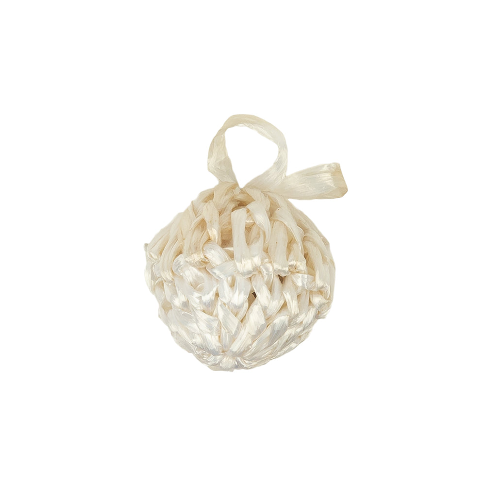 Vintage Off White Crocheted Raffia Pom-Pom Applique - 0.75" Vintage Off White Crocheted Raffia Pom-Pom Applique - 0.75"