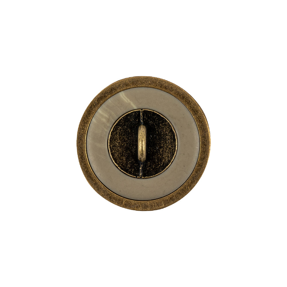 Matte Camo and Brass Shallow Plate Plastic and Metal Shank Back Button - 32L/20mm Detail Matte Camo and Brass Shallow Plate Plastic and Metal Shank Back Button - 32L/20mm Detail