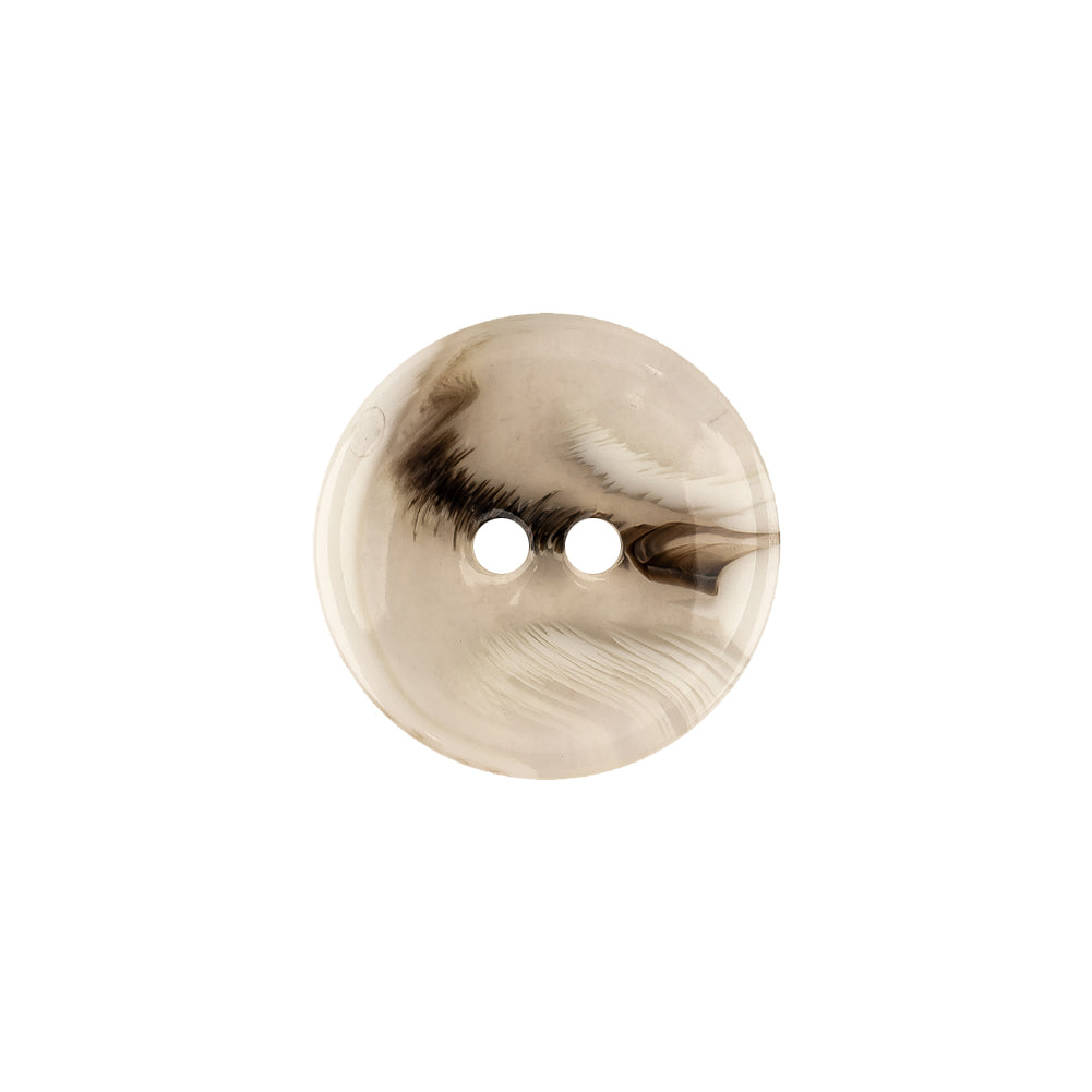 Italian Transparent, Black and Lily White Abstract Swirls Narrow Rimmed Plastic Button - 28L/18mm Italian Transparent, Black and Lily White Abstract Swirls Narrow Rimmed Plastic Button - 28L/18mm