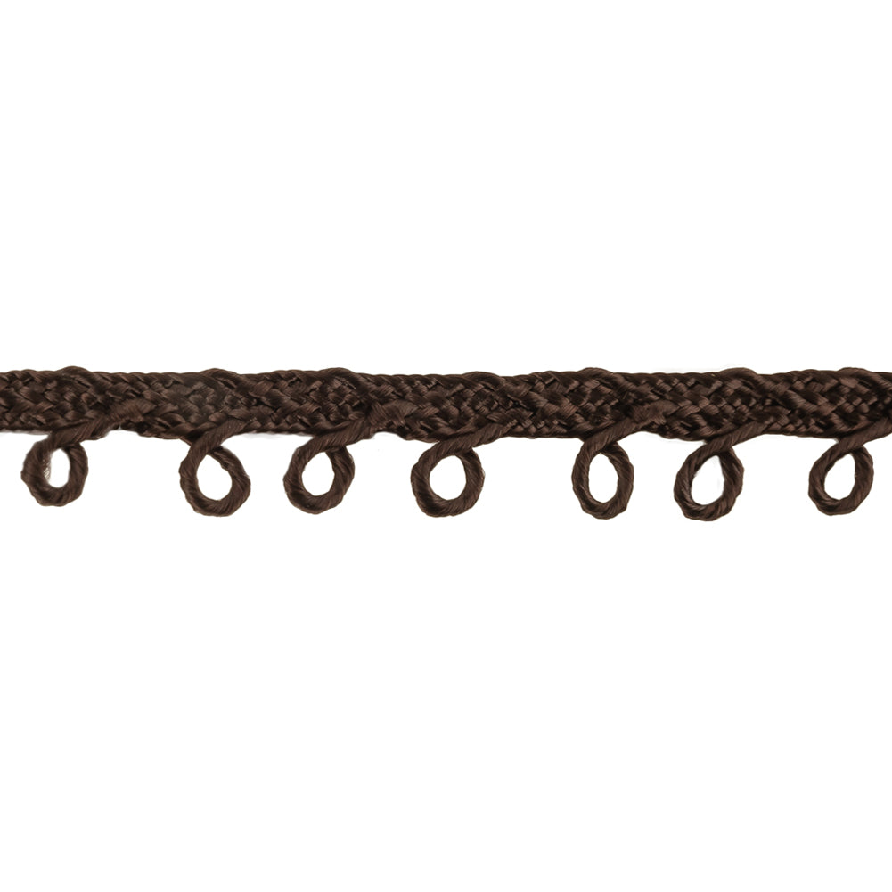 Brown Picot Edged Cotton Blend Braided Trim - 0.1875" Detail Brown Picot Edged Cotton Blend Braided Trim - 0.1875" Detail