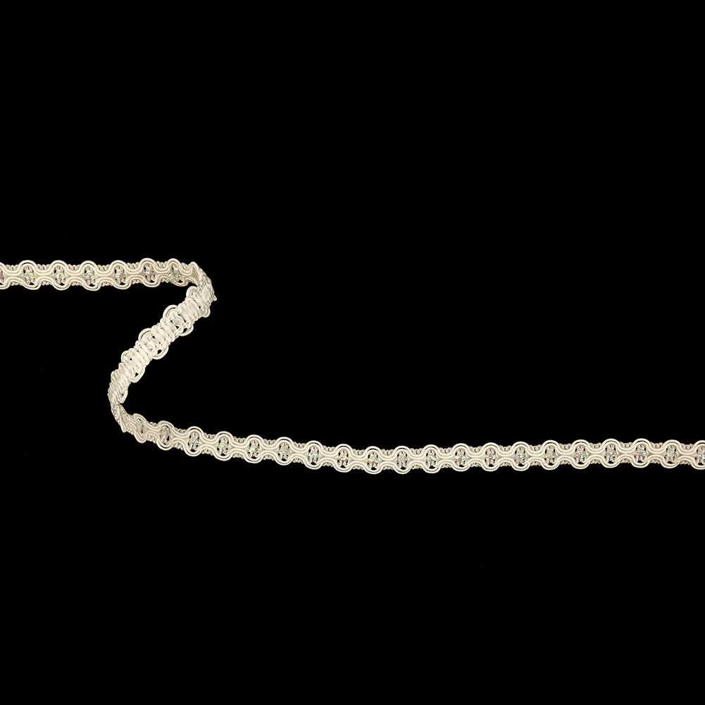 White and Iridescent Wavy Braided Trim - 0.375" White and Iridescent Wavy Braided Trim - 0.375"