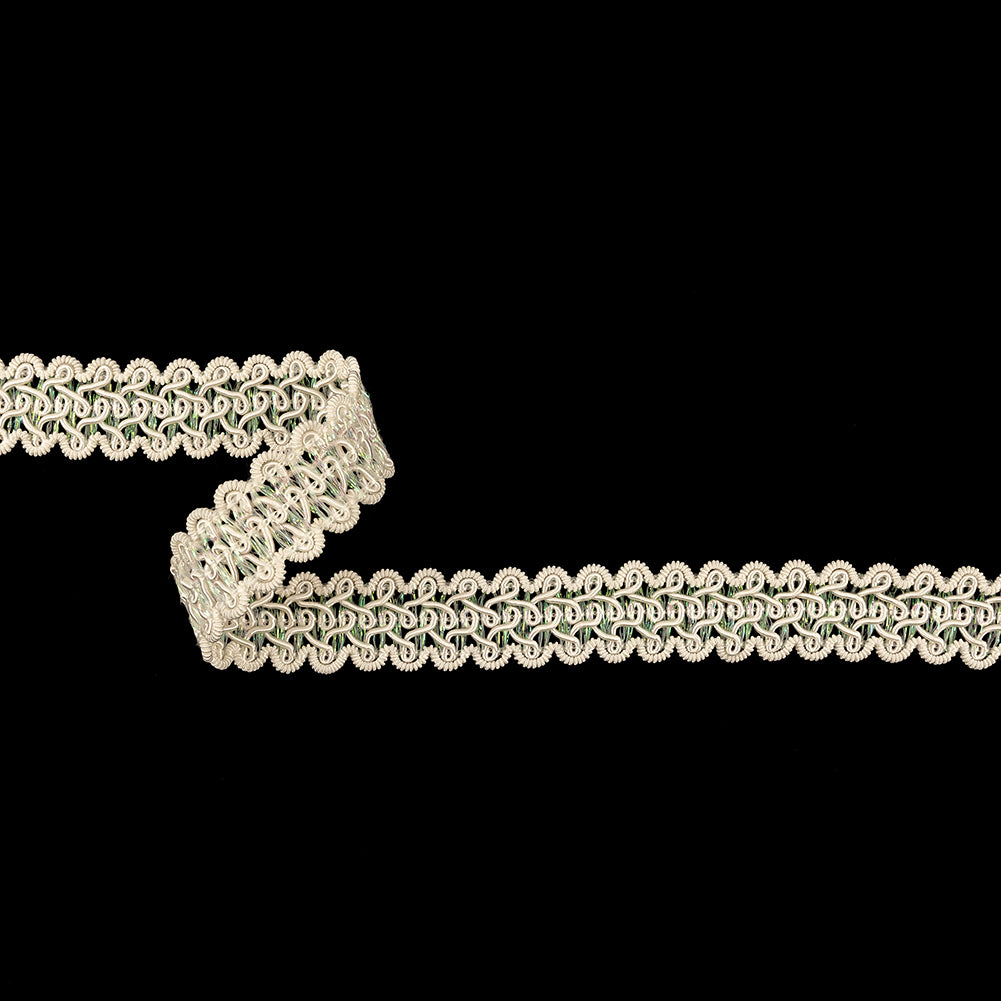 Ivory and Iridescent Gimp Braided Trim - 0.875" Ivory and Iridescent Gimp Braided Trim - 0.875"