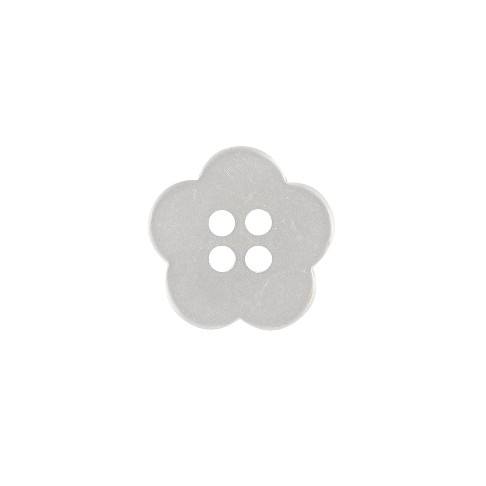 Shiny Lucent White Tinted 4-Hole Flower Shaped Button - 25L/16mm Detail Shiny Lucent White Tinted 4-Hole Flower Shaped Button - 25L/16mm Detail