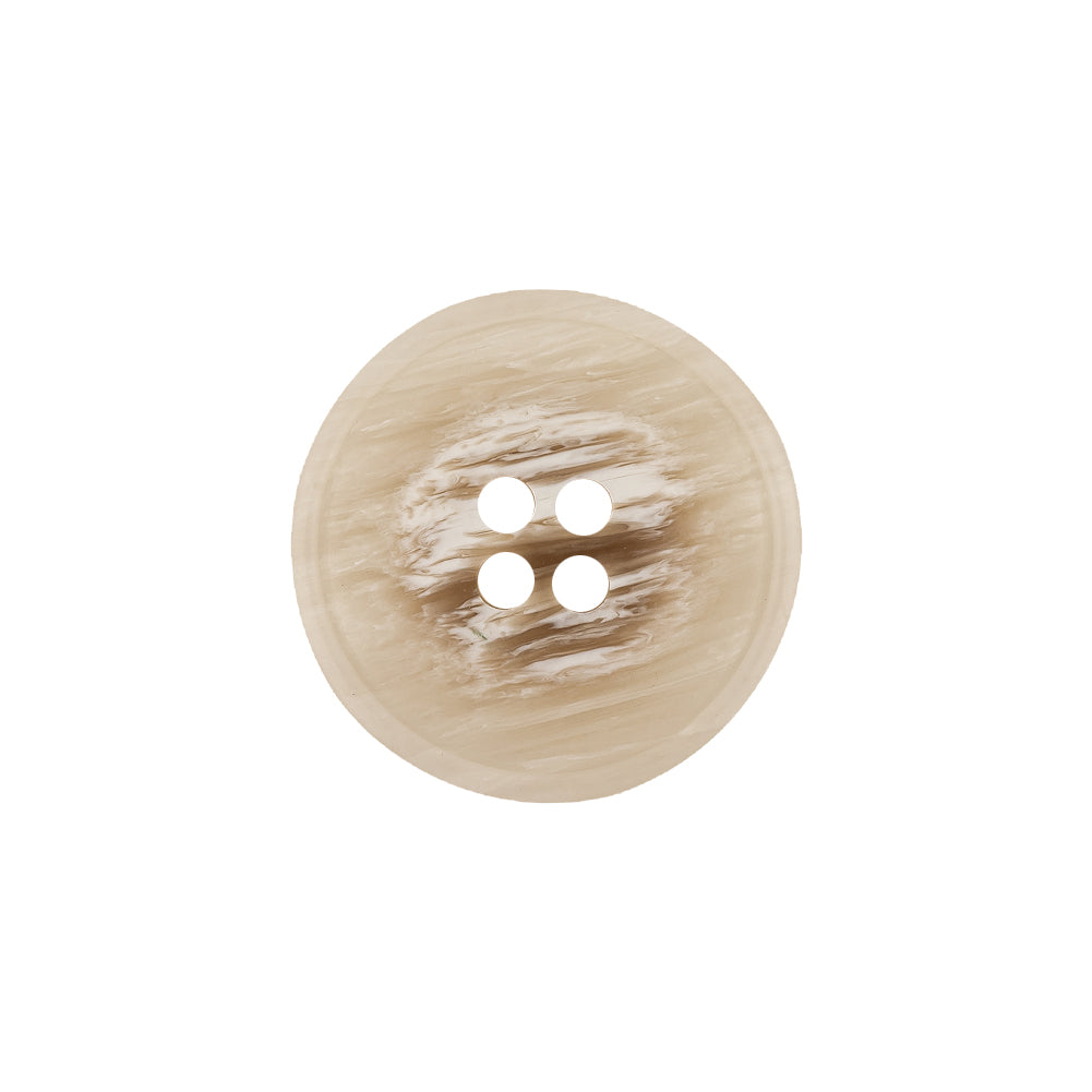 Italian Bone White, Brown and White Striated 4-Hole Plastic Button - 32L/20mm Italian Bone White, Brown and White Striated 4-Hole Plastic Button - 32L/20mm