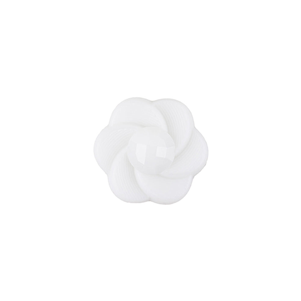 Italian White Floral and Geometric Shank Back Nylon Button - 24L/15mm Italian White Floral and Geometric Shank Back Nylon Button - 24L/15mm