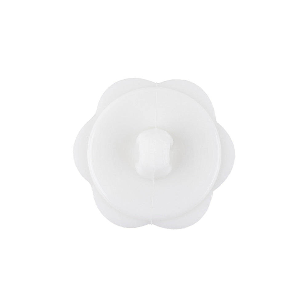 Italian White Floral and Geometric Shank Back Nylon Button - 36L/23mm Detail Italian White Floral and Geometric Shank Back Nylon Button - 36L/23mm Detail