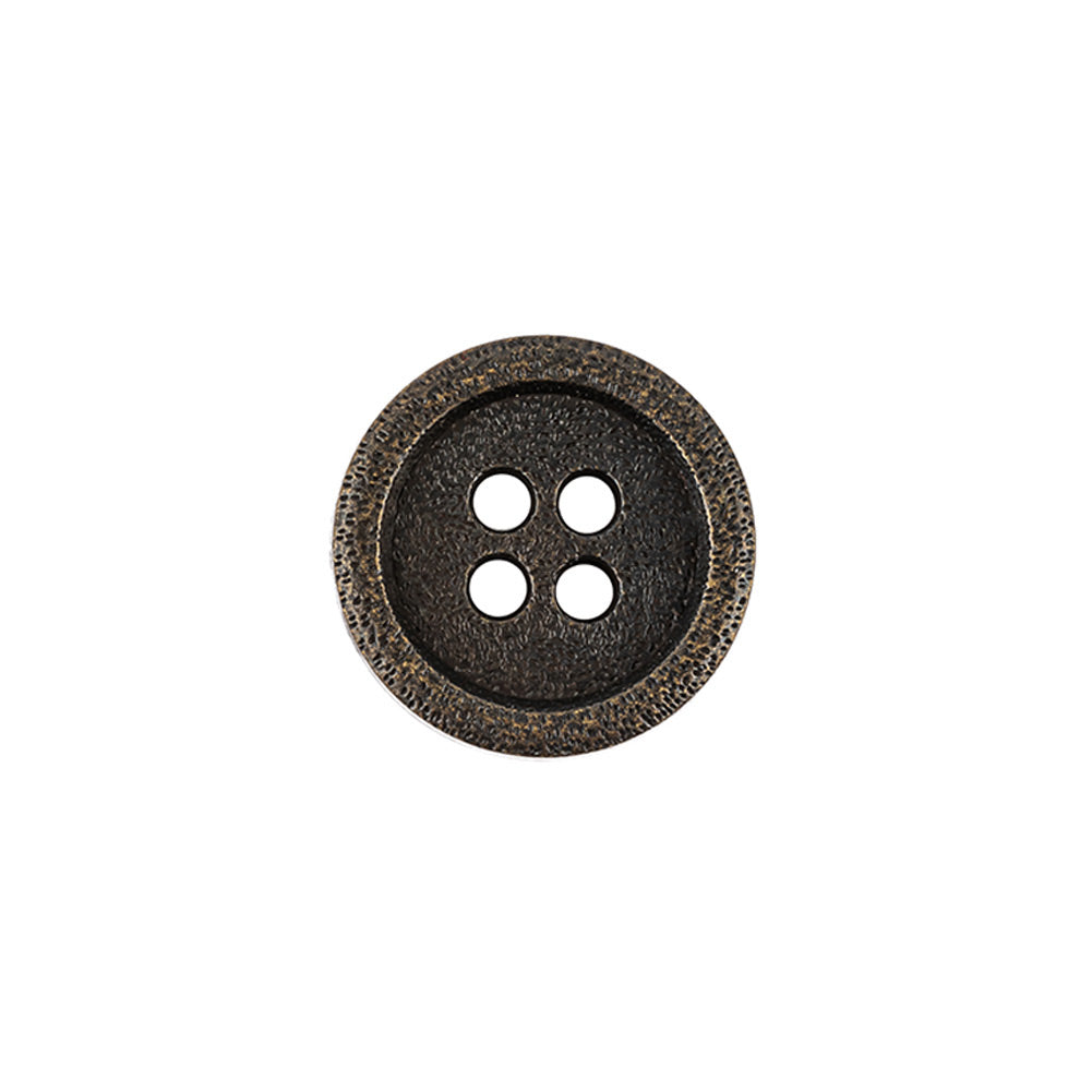 Italian Bronze Shallow Plate 4-Hole Metal Look Coat Button - 24L/15mm Italian Bronze Shallow Plate 4-Hole Metal Look Coat Button - 24L/15mm