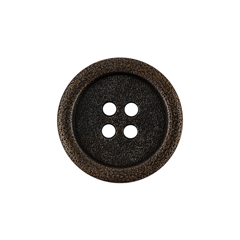 Italian Bronze Shallow Plate 4-Hole Metal Look Coat Button - 36L/23mm Italian Bronze Shallow Plate 4-Hole Metal Look Coat Button - 36L/23mm