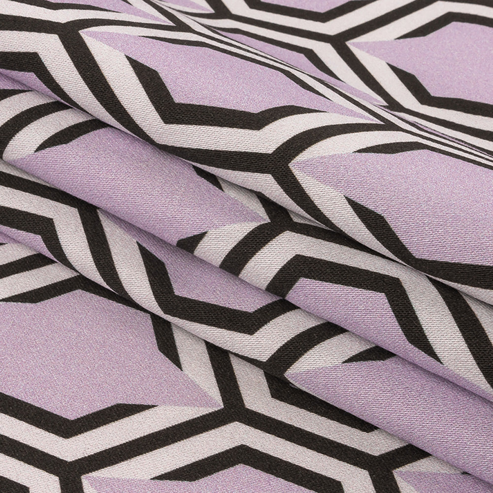 Stretch Cotton Sateen - Pale Lavender Honeycomb Geometric - Sweet as Honey Print - Mood Exclusive Wisteria Collection Folded Stretch Cotton Sateen - Pale Lavender Honeycomb Geometric - Sweet as Honey Print - Mood Exclusive Wisteria Collection Folded