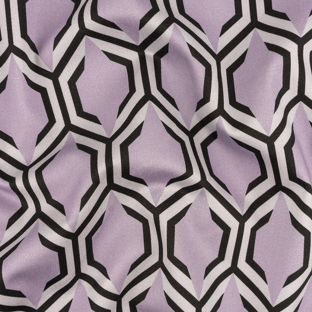Stretch Cotton Sateen - Pale Lavender Honeycomb Geometric - Sweet as Honey Print - Mood Exclusive Wisteria Collection Stretch Cotton Sateen - Pale Lavender Honeycomb Geometric - Sweet as Honey Print - Mood Exclusive Wisteria Collection
