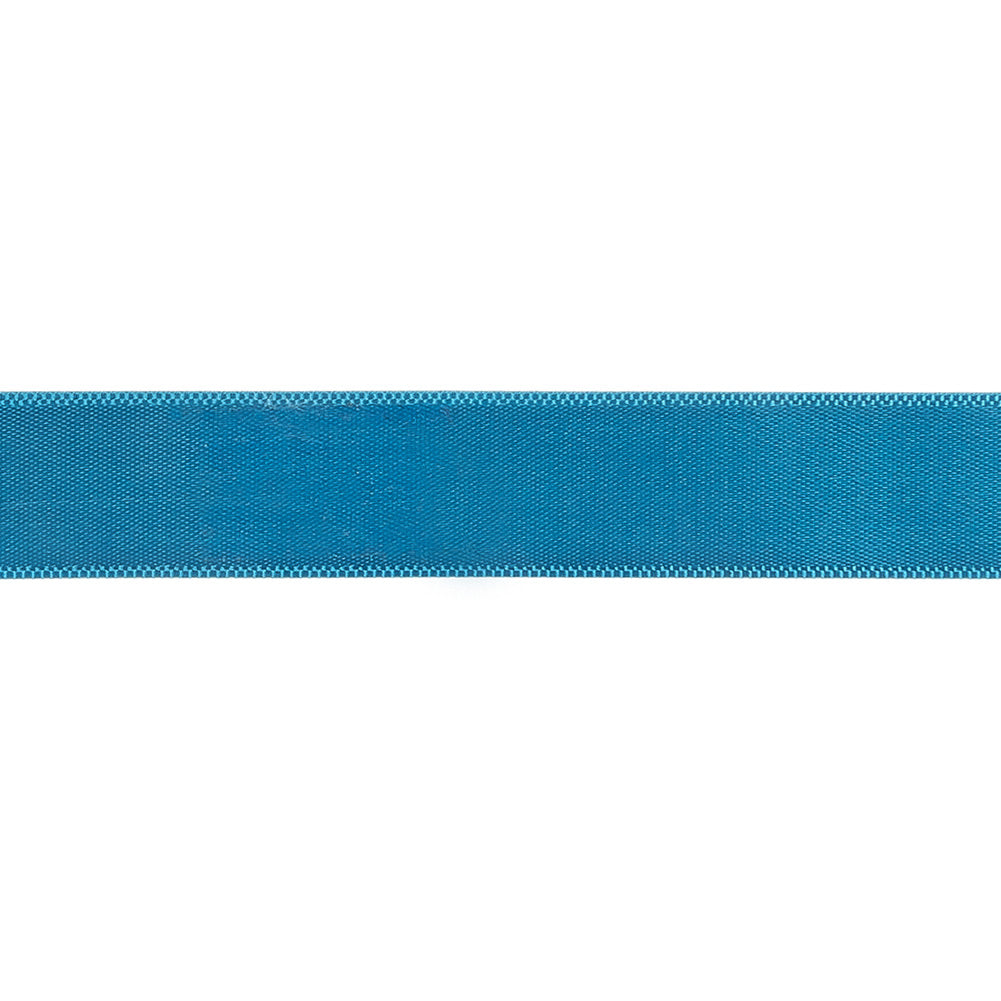Peacock Blue Single Faced Satin Ribbon - 0.625" Detail Peacock Blue Single Faced Satin Ribbon - 0.625" Detail