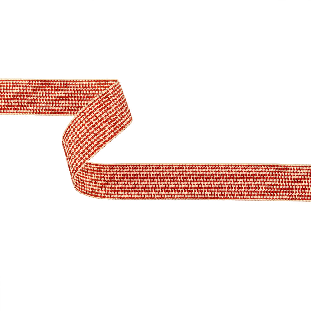 Red and Cream Houndstooth Check Woven Ribbon - 1" Red and Cream Houndstooth Check Woven Ribbon - 1"
