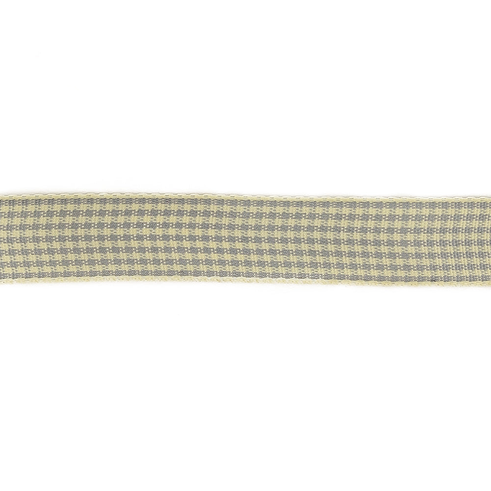 Cool Gray and Cannoli Cream Houndstooth Check Woven Ribbon - 0.625" Detail Cool Gray and Cannoli Cream Houndstooth Check Woven Ribbon - 0.625" Detail