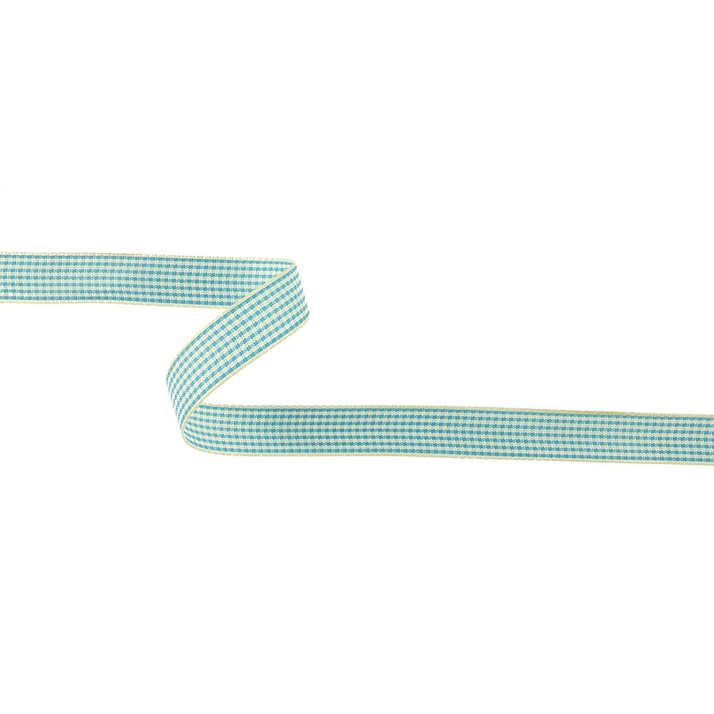 Sky Blue and Glass Green Houndstooth Check Woven Ribbon - 0.625" Sky Blue and Glass Green Houndstooth Check Woven Ribbon - 0.625"