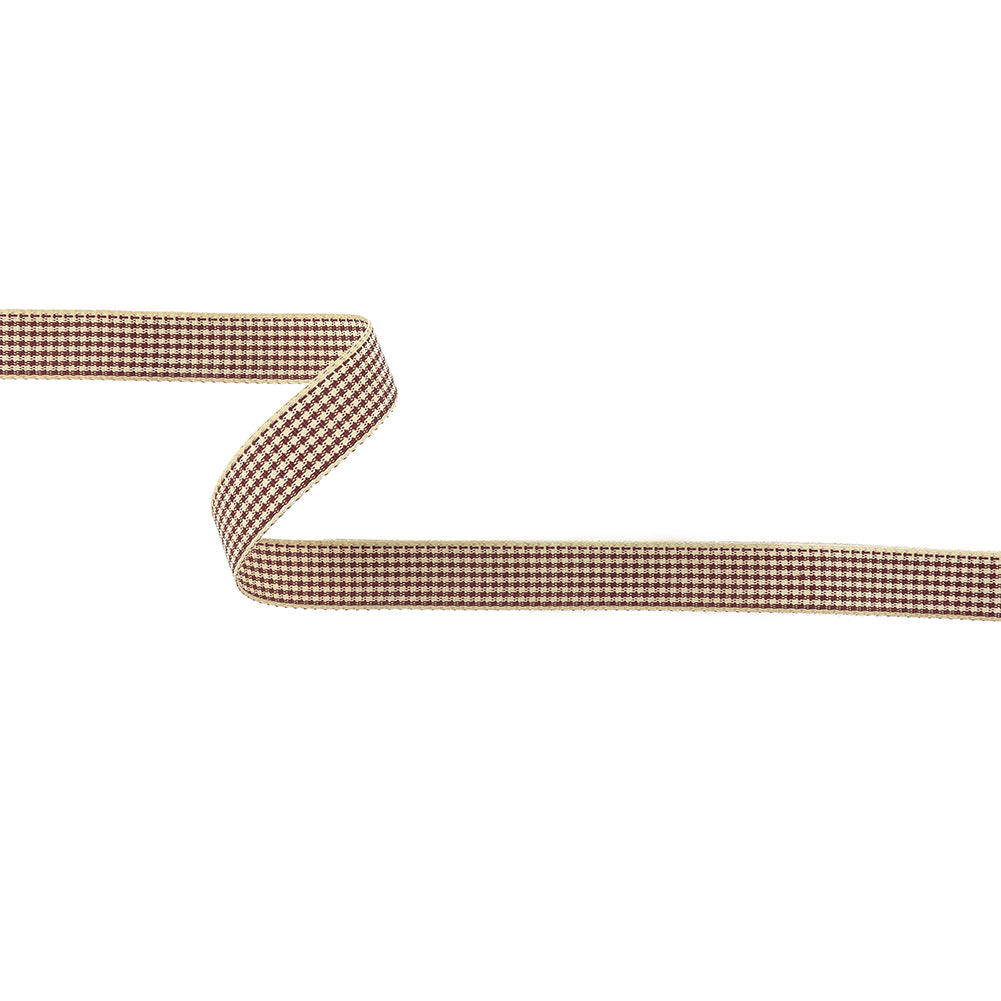 Wine and Cream Houndstooth Check Woven Ribbon - 0.625" Wine and Cream Houndstooth Check Woven Ribbon - 0.625"