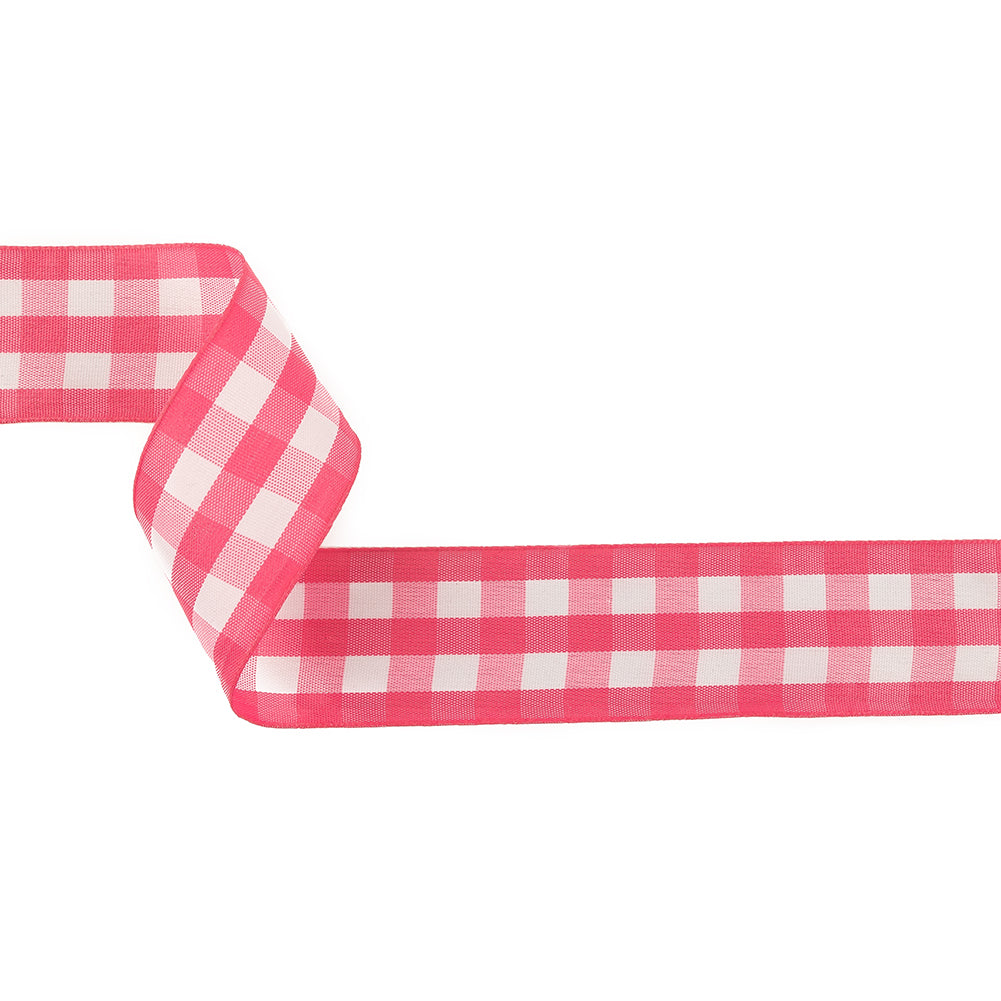 Fuchsia and Bright White Gingham Woven Ribbon - 1.5" Fuchsia and Bright White Gingham Woven Ribbon - 1.5"