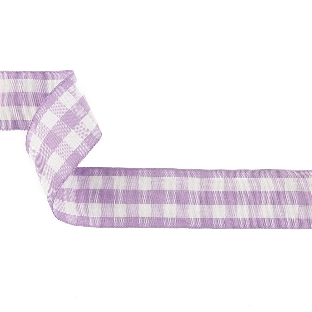 Lilac and Bright White Gingham Woven Ribbon - 1.5" Lilac and Bright White Gingham Woven Ribbon - 1.5"