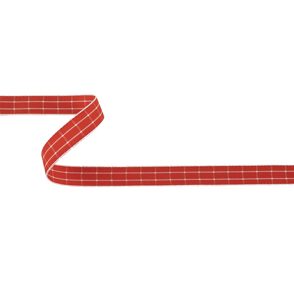 Red and White Windowpane Check Woven Ribbon - 0.625" Red and White Windowpane Check Woven Ribbon - 0.625"