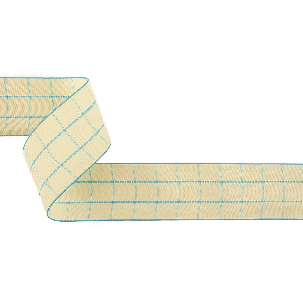 Baltic Sea and Ethereal Green Windowpane Check Woven Ribbon - 1.5" Baltic Sea and Ethereal Green Windowpane Check Woven Ribbon - 1.5"