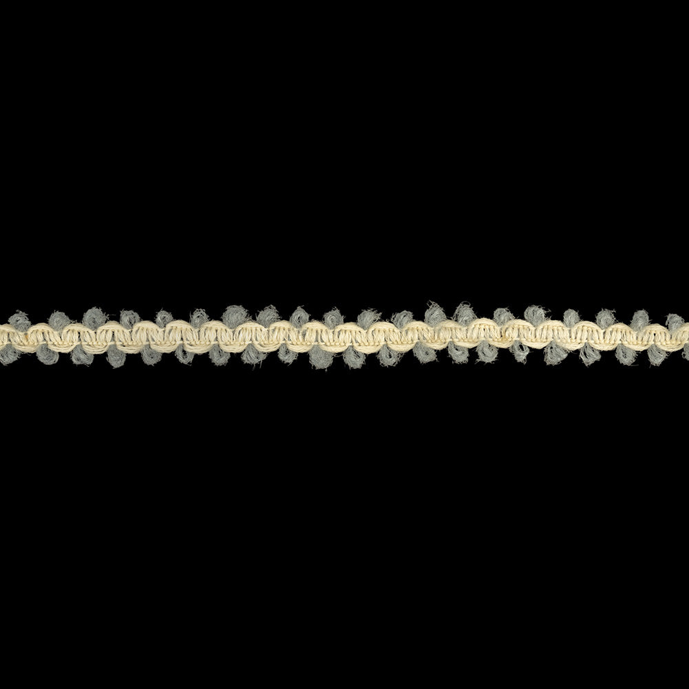 Steel Blue and Gardenia Fuzzy Braided Wool Blend Trim - 0.5" Steel Blue and Gardenia Fuzzy Braided Wool Blend Trim - 0.5"