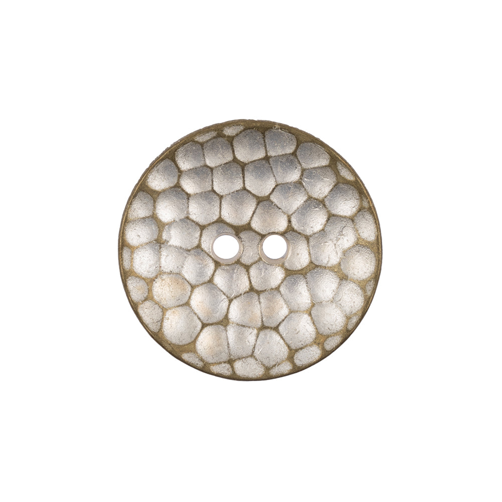 Italian Silver Brass Geometric 2-Hole Metal Saucer Button - 36L/23mm Italian Silver Brass Geometric 2-Hole Metal Saucer Button - 36L/23mm