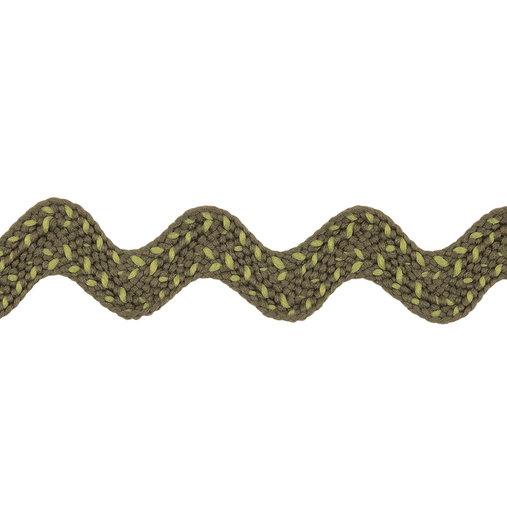 Grayish Green Two-Tone Ric Rac Braid - 0.75" Detail Grayish Green Two-Tone Ric Rac Braid - 0.75" Detail
